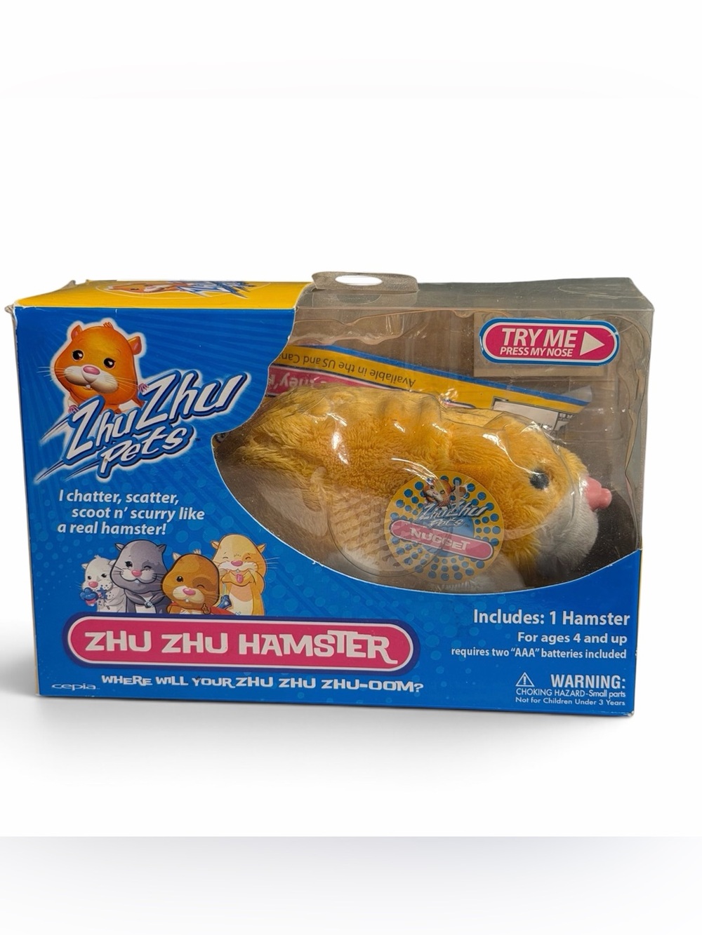 2008 Zhu Zhu Pets Nugget Hamster With Original Box & Tag Tested Read Description